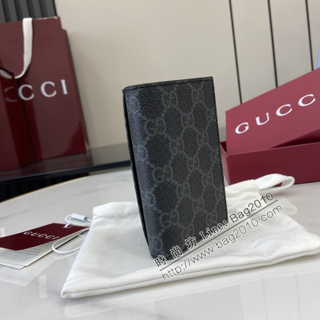 Gucci專櫃古馳最新款Emblem系列經典圖案錢包男士雙折卡片夾 jh2703型號：821209
